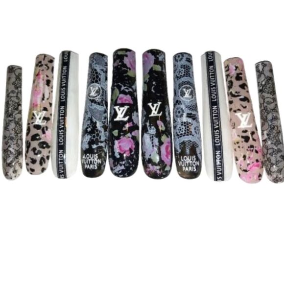 Hand crafted custom print 10pc 3xl acrylic press on nails sz Small